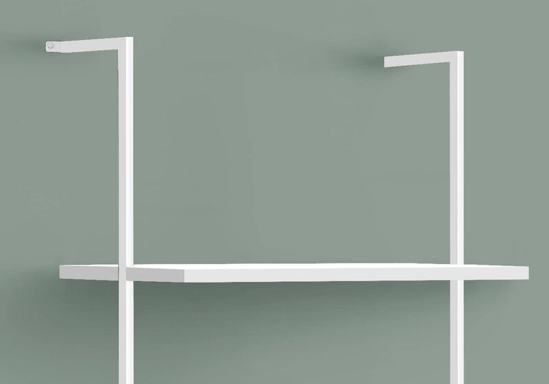 Monarch Specialties I 3687 Bookshelf, Bookcase, Etagere, Ladder, 5 Tier, 72"H, Office, Bedroom, Metal, Laminate, White, Contemporary, Modern image number 3