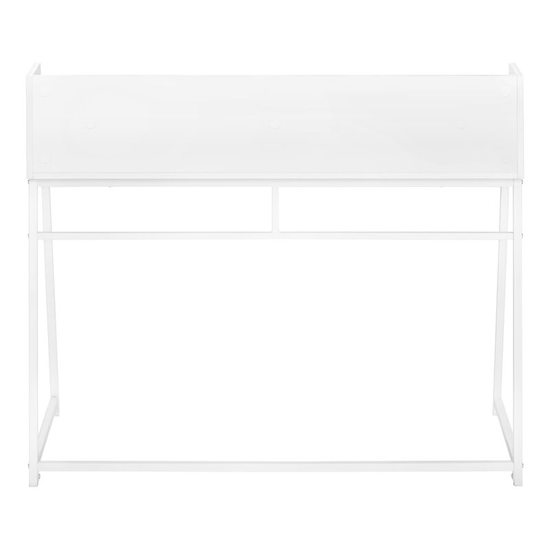 Monarch Specialties I 7545 Computer Desk, Home Office, Laptop, Storage Shelves, 48"L, Work, Metal, Laminate, White, Contemporary, Modern