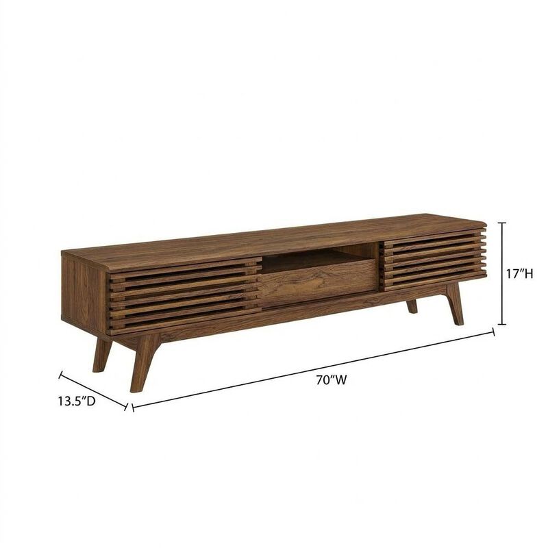 Wooden brown TV stand with spacious surface and modern design image number 2