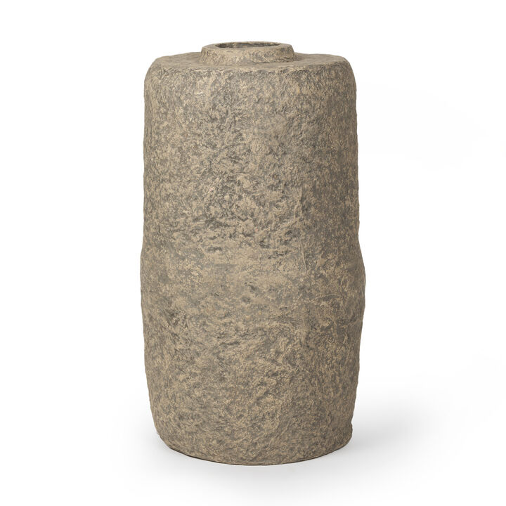 HomeRoots 33" Gray Paper Mache Cylinder Floor Vase