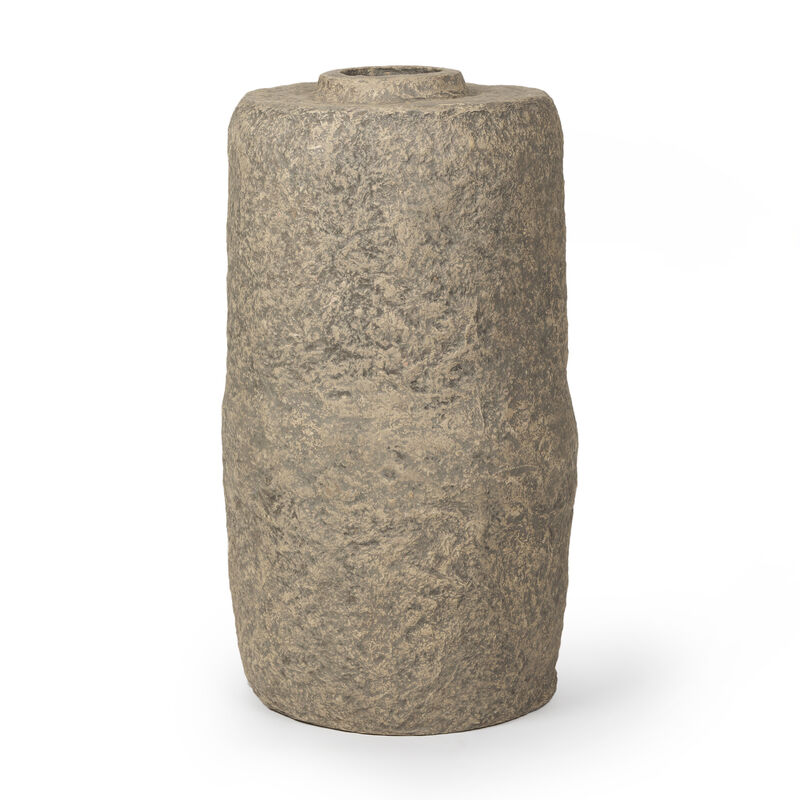 HomeRoots 33" Gray Paper Mache Cylinder Floor Vase image number 0