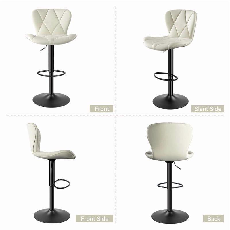 Faux Leather Swivel Bar Stools Set of 2, Adjustable Counter Height Kitchen Chairs, Iron Frame High Backrest 360&deg; Barstools for Kitchen Counter, Outdoor image number 1