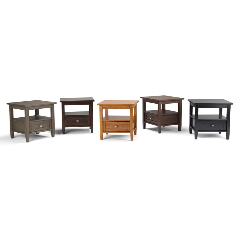 Warm Shaker SOLID WOOD 20 inch Wide Rectangle Transitional End Side Table in Black image number 9