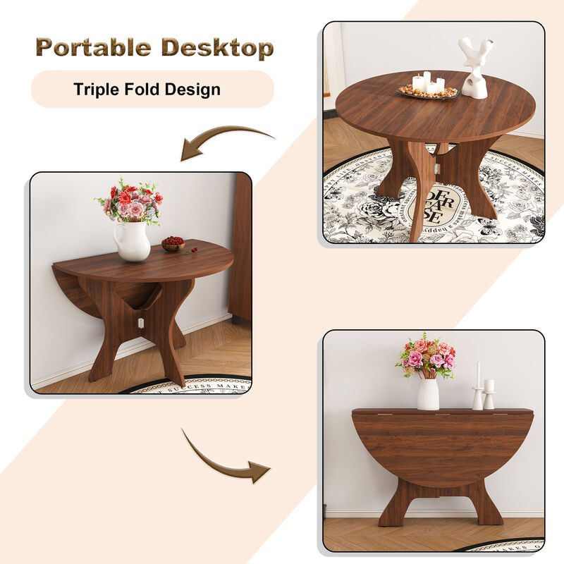 Merax Folding Dining Table - 8-Inch Ultra-Slim Profile with Walnut Veneer Surface image number 6