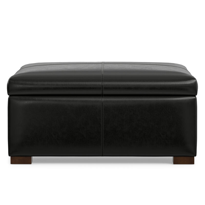 Gabbie 36 inch Wide Contemporary Square Square Coffee&nbsp;Table Storage Ottoman in  Midnight Black PU Black faux leather, Assembled image number 5