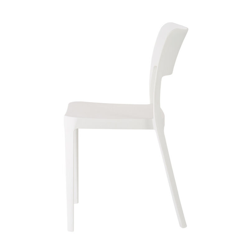 HomeRoots Set of Two White Heavy Duty Plastic Outdoor Stacking Accent Chairs image number 5