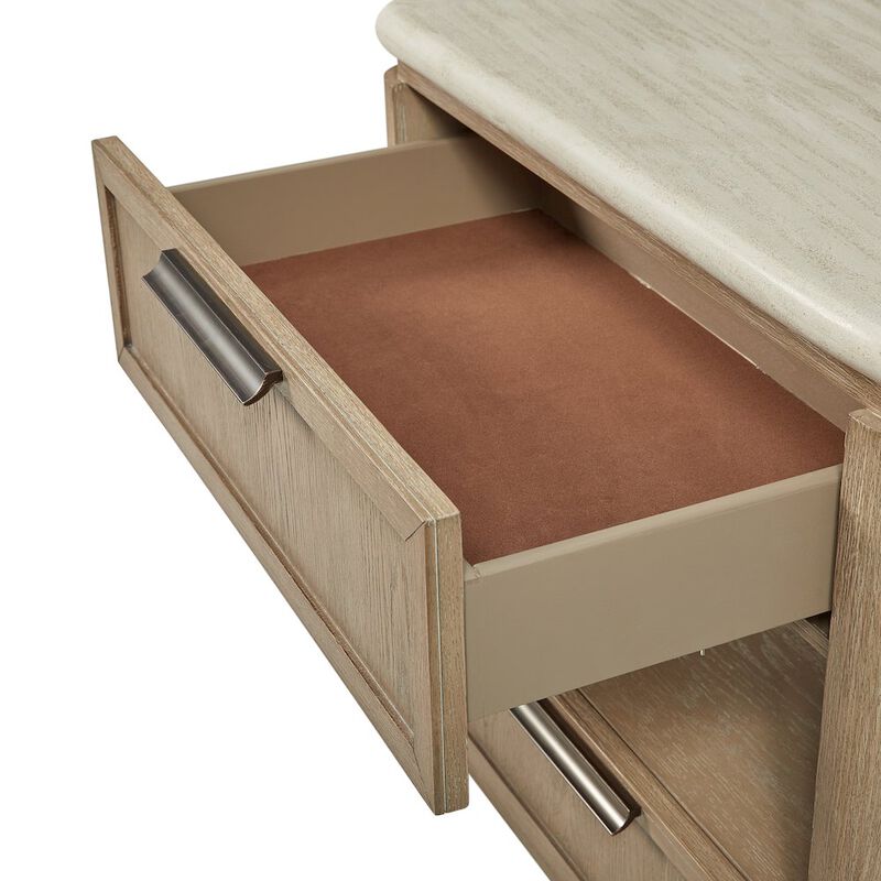 Elements Two Drawer Nightstand with Oak Veneer Drawer Fronts - Toffee image number 3