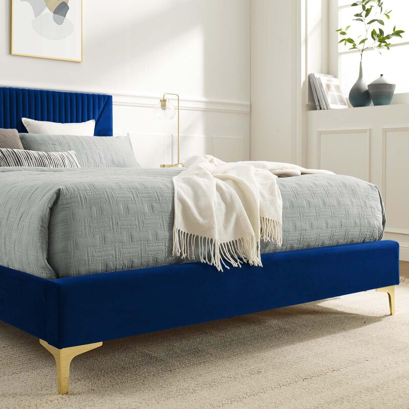Modway - Yasmine Channel Tufted Performance Velvet Full Platform Bed image number 8