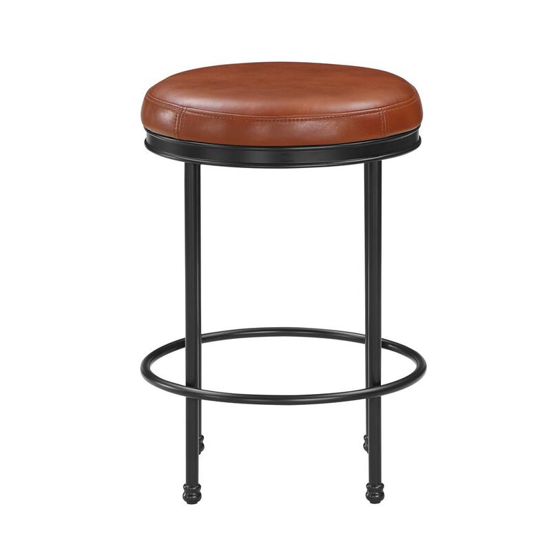 Comfort Pointe Montecarlo Caramel Faux Leather and Metal Backless Counter Height Stool