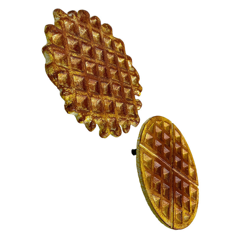 Set of 2 Cast Iron Waffle Trivets Plaques Kitchen Decor Zeckos image number 1