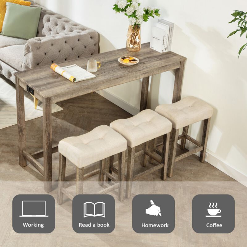 Kepfuf 4‑Piece Farmhouse Bar Table Set image number 3
