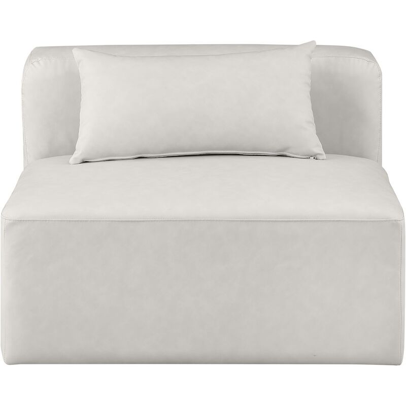 Meridian Furniture Cube Cream Vegan Leather Armless Chair