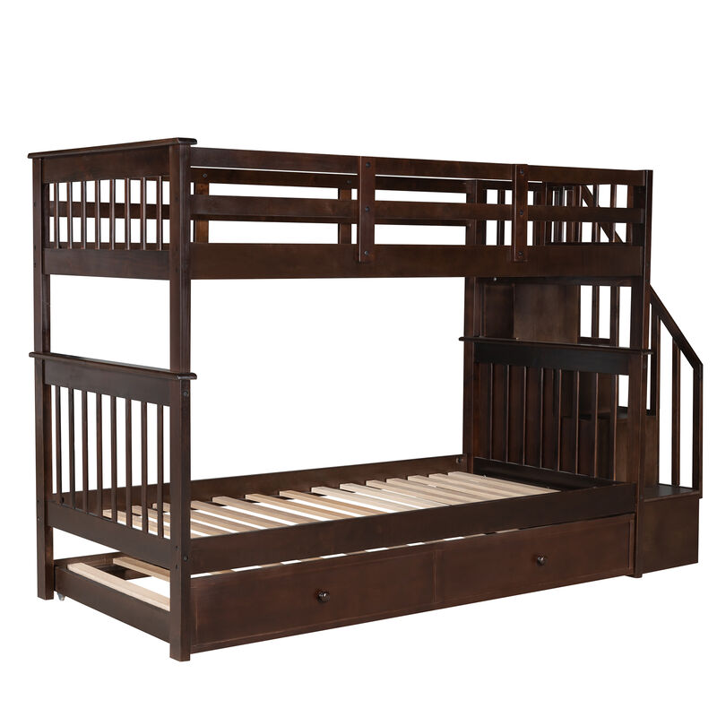 Merax Stairway Twin-Over-Twin Bunk Bed with Twin size Trundle