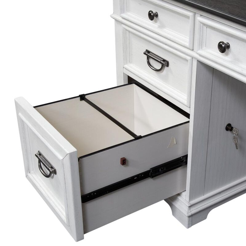 Liberty Furniture Allyson Park L Shaped Desk Set in Wirebrushed White w/ Charcoal Top image number 2