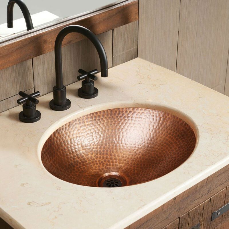 Handmade Hammered Copper Bathroom Sink – Oval Vessel Basin with Antique Finish
