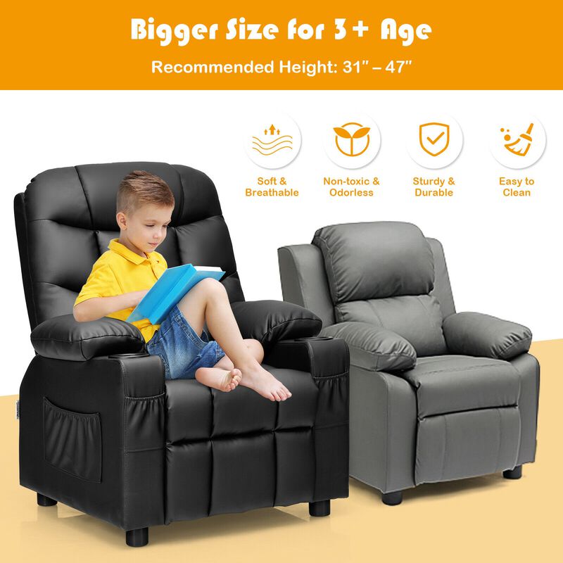 Kids Recliner Chair with Cup Holder and Footrest for Children