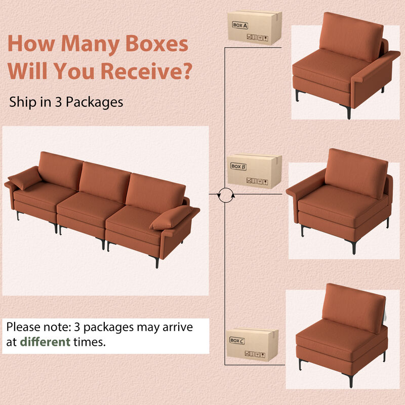 3-Seat Sectional Sofa with 2 USB Ports for 3-4 People Perfect for Modern Living Rooms image number 6