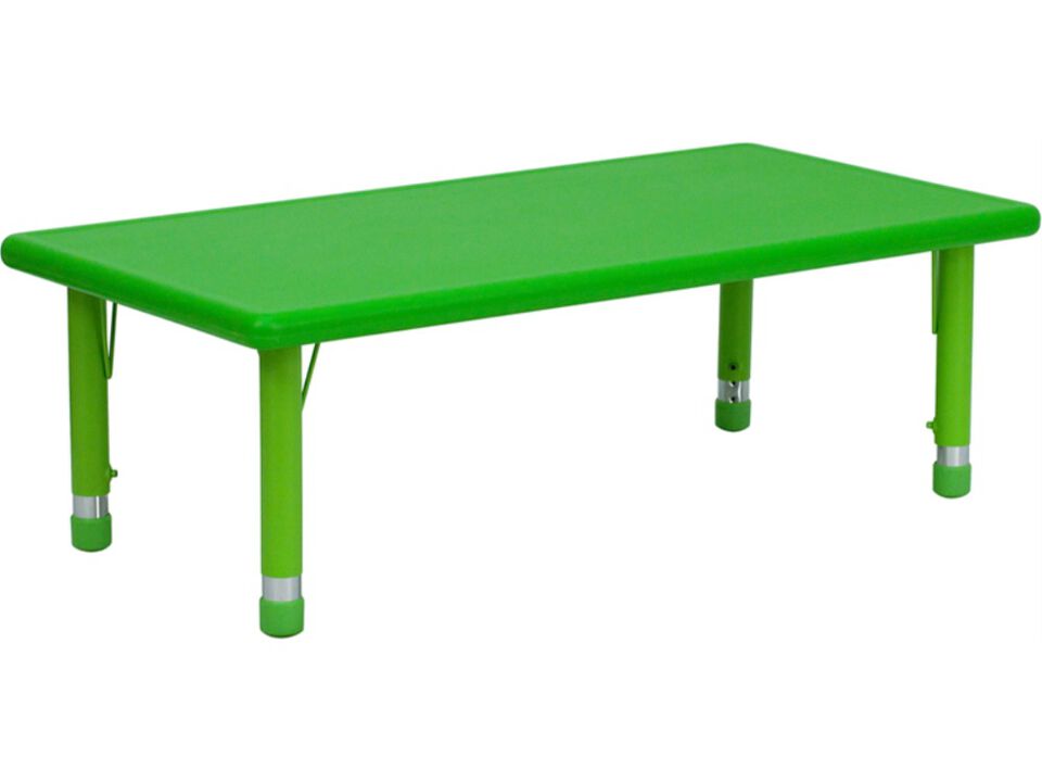 24''W x 48''L Rectangular Green Plastic Height Adjustable Activity Table