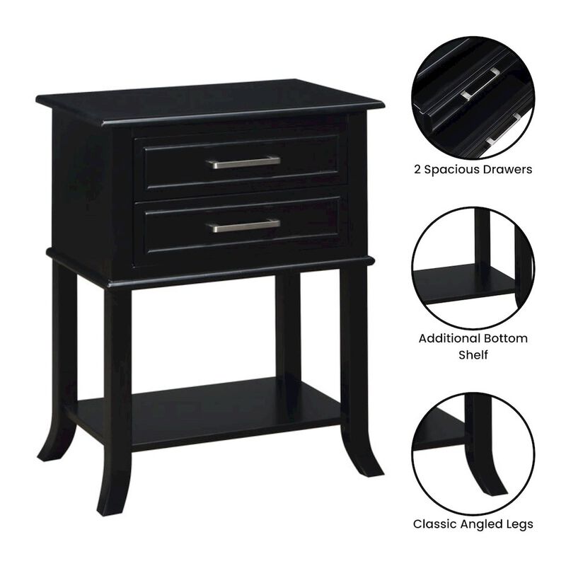 Convenience Concepts Sydney 2 Drawer End Table with Shelf