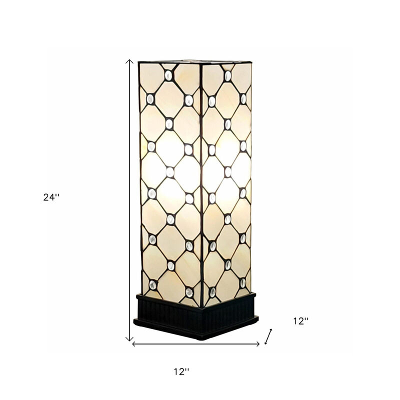 Hivvago 18" Tiffany Style Jeweled Dark Brown Base Table Lamp