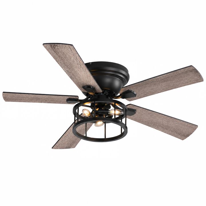 Breezary 52 in Ceiling Fan with Light, Walnut Plywood Blades, Quiet Reversible DC Motor, Remote Control, 6 Speeds