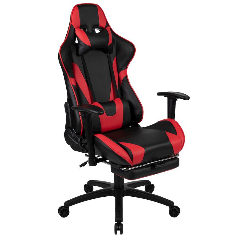 X30 Gaming Chair Racing Office Ergonomic Computer Chair with Reclining Back and Slide-Out Footrest in   LeatherSoft image number 0