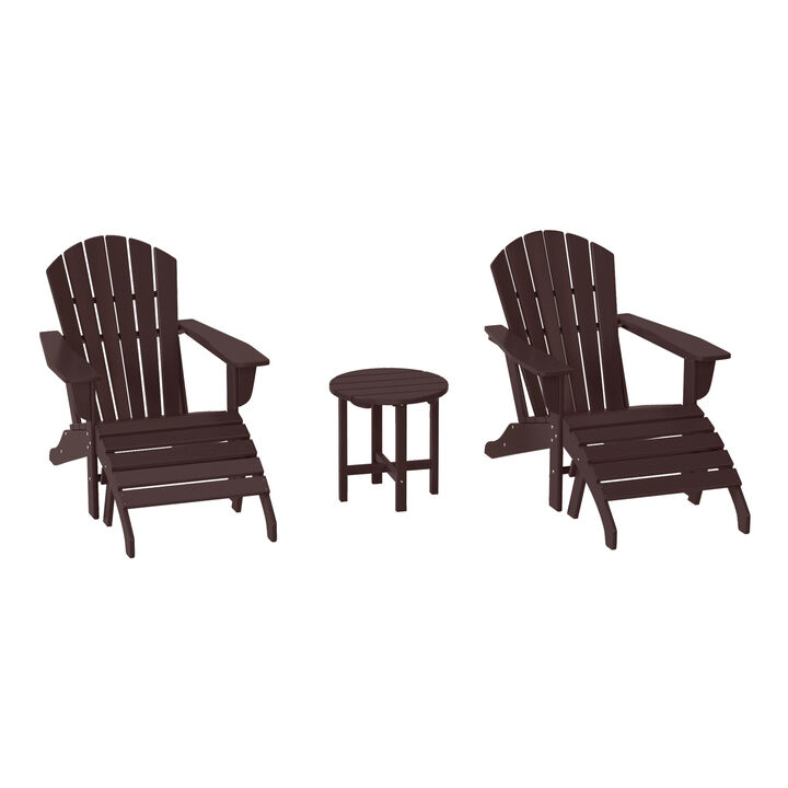 WestinTrends Outdoor Adirondack Chair With Ottoman And Side Table 5-Piece Set