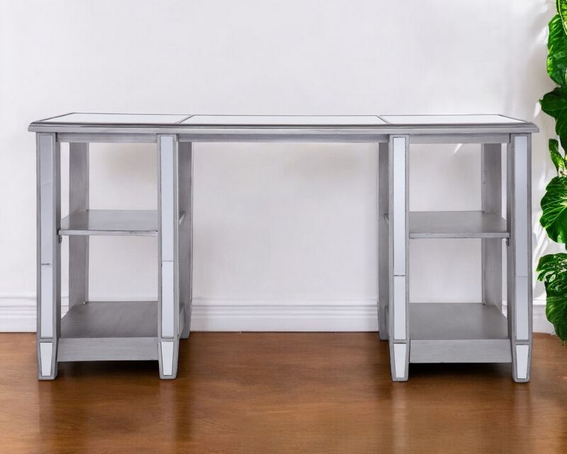 Elegant Mirrored Desk with Drawers for Bedroom or Workspace Organization
