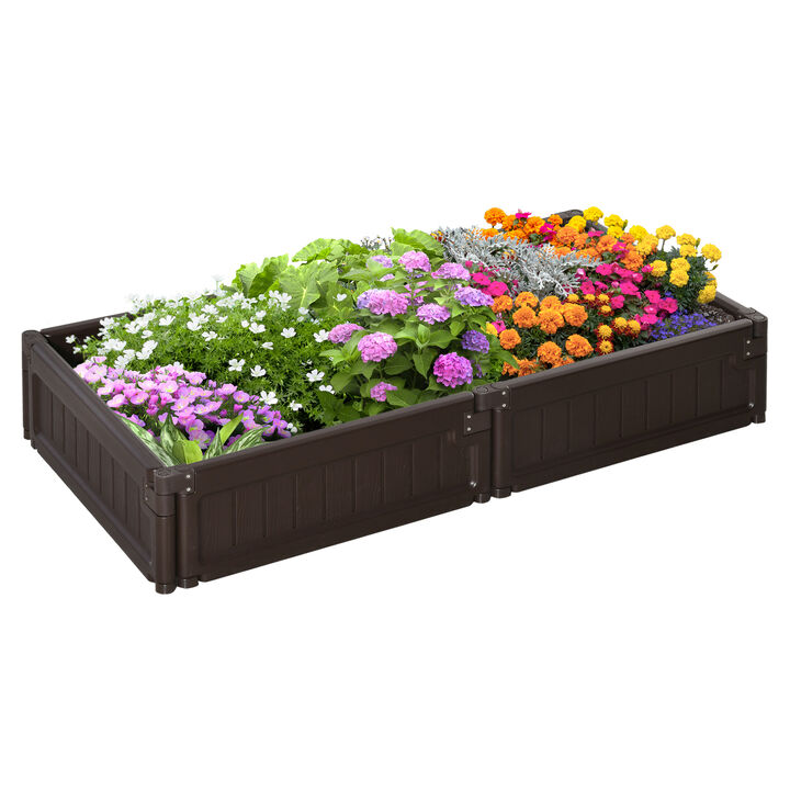 4' x 2' Raised Garden Bed, Plastic Open Planter Box, Veggie Cultivation, White