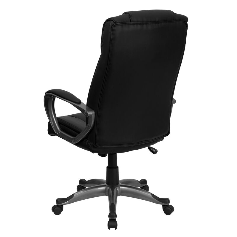 Hansel High Back Black LeatherSoft Executive Swivel Office Chair with Arms image number 7
