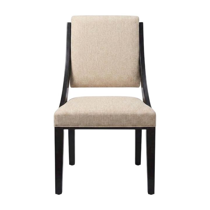 Fabric-Upholstered Dining Chairs for Kitchen and Dining Room, Beige, Set of 2