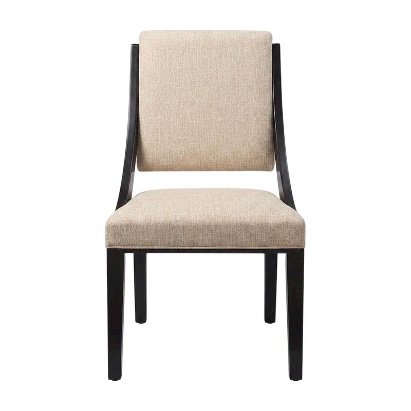 Fabric-Upholstered Dining Chairs for Kitchen and Dining Room, Beige, Set of 2 image number 1