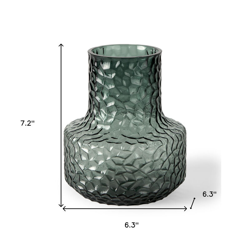 HomeRoots 7" Green Faceted Glass Table Vase image number 2