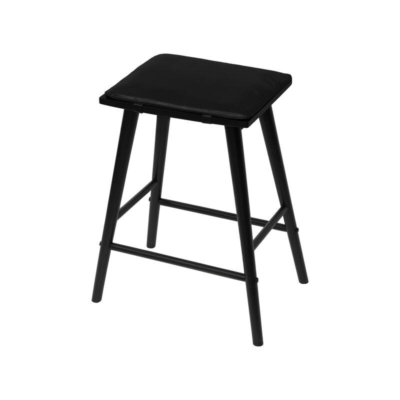 Peroni MidCentury Classic Saddle-Seat Solid Wood/Vegan Leather Backless Bar Stool with Removeable Cushion