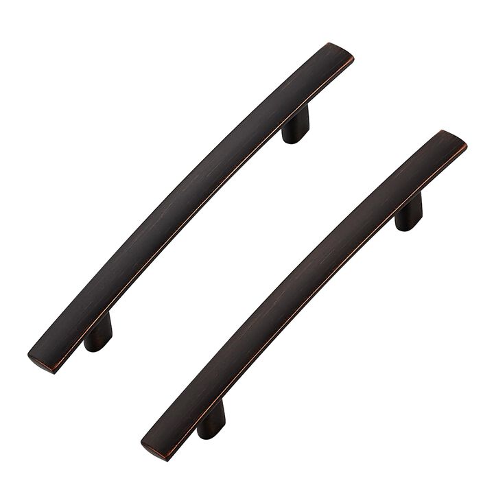 Ravinte Decor 10 Pack Cabinet Handles 4"" Hole Center - Curved Cabinet Pulls Oil Rubbed Bronze Drawer Pulls for Kitchen Cupboard