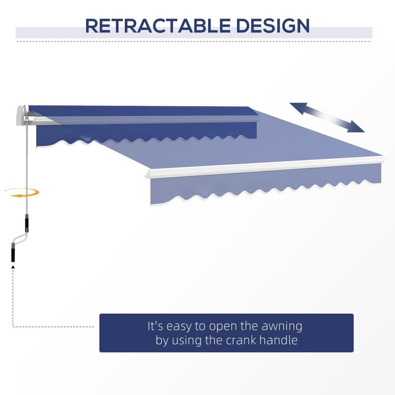 Hivvago Manual Retractable Patio Awning 13' x 8' with UV Protection image number 6