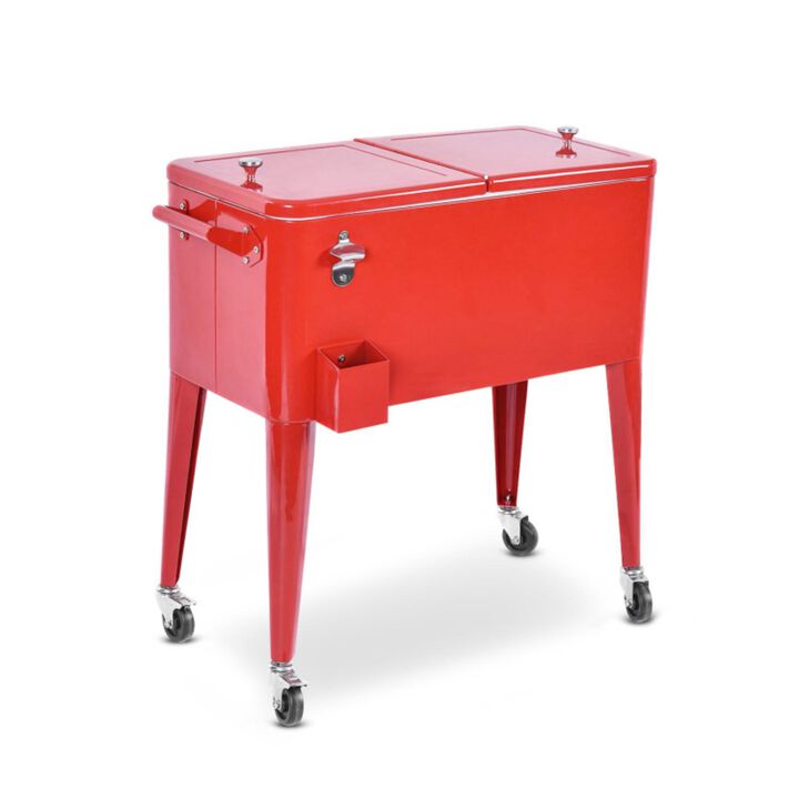 Hivvago Red Portable Outdoor Patio Cooler Cart