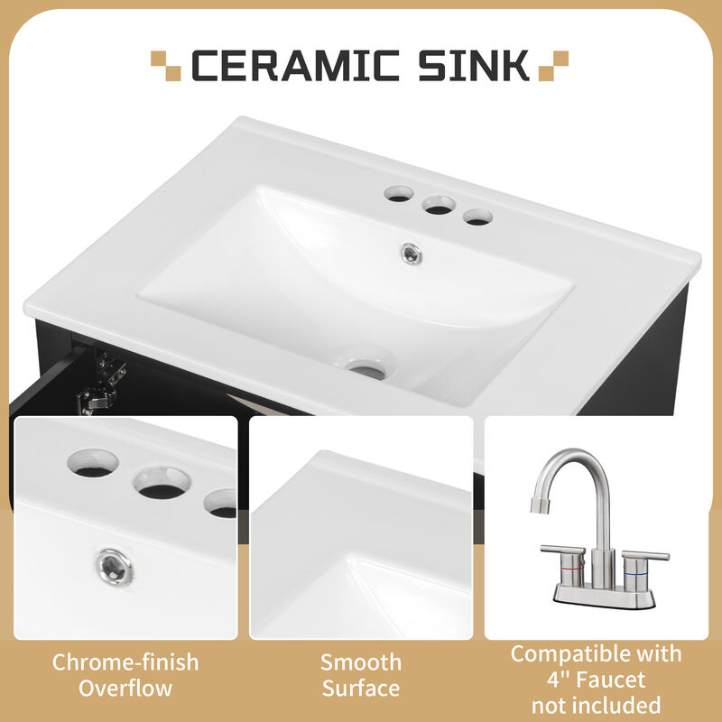 Merax Compact Freestanding Bathroom Vanity with Integrated Ceramic Sink
