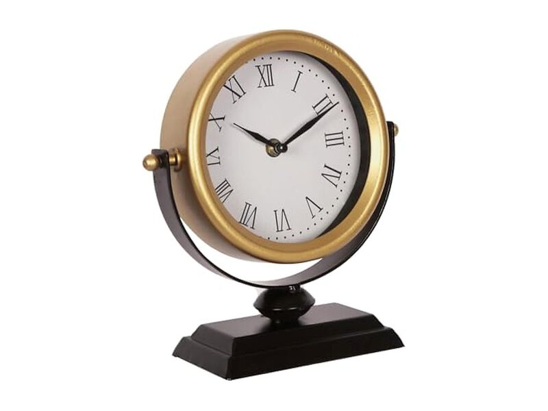 Vintage Gold Retro Desk Mantel Table Wall Clock Battery Operated image number 1