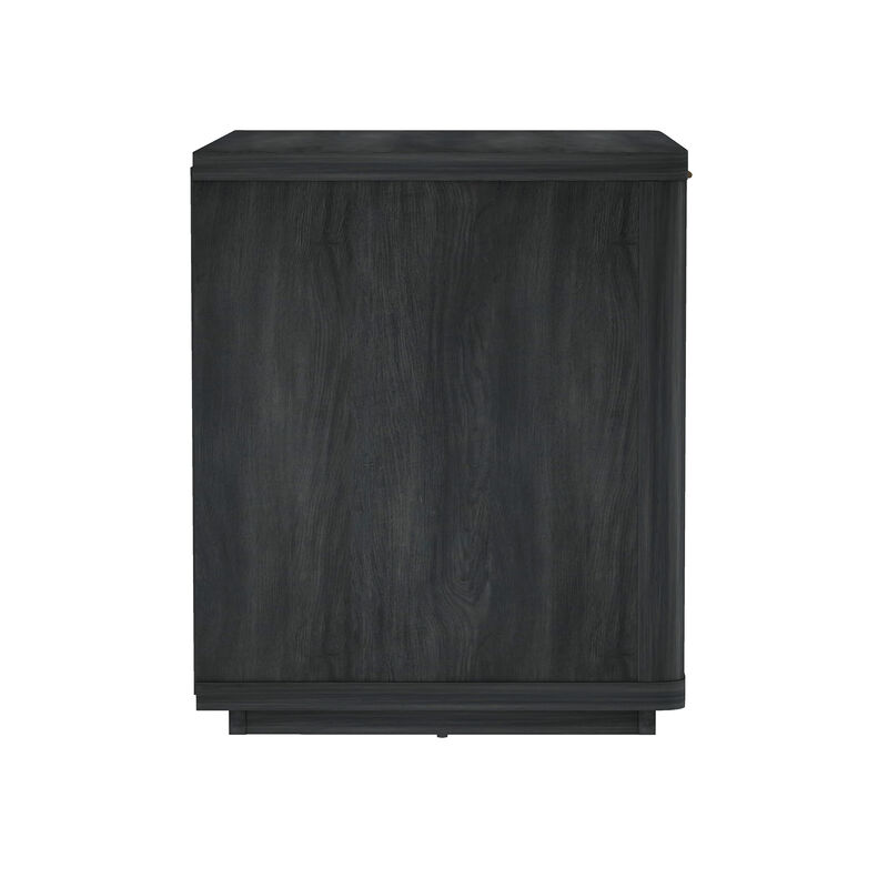 Evelyn Wide 1-Drawer Nightstands in Dark Gray (Set of 2)