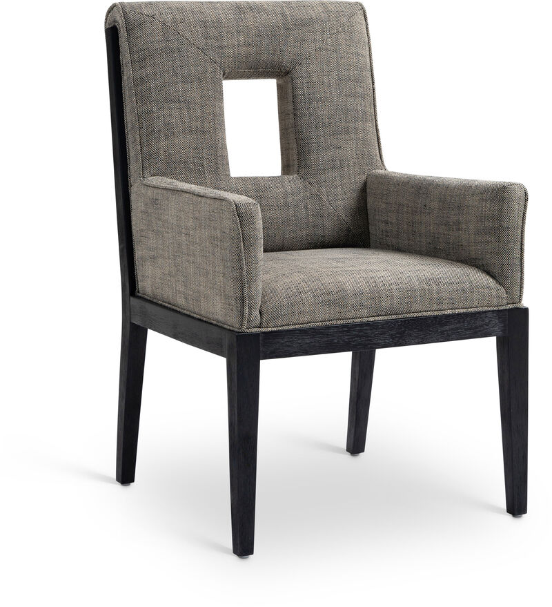 Meridian Furniture Gwendolyn Grey Linen Textured Fabric Dining Arm Chair