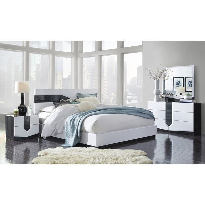 Homezia White And Grey Nightstand With 2 Drawer
