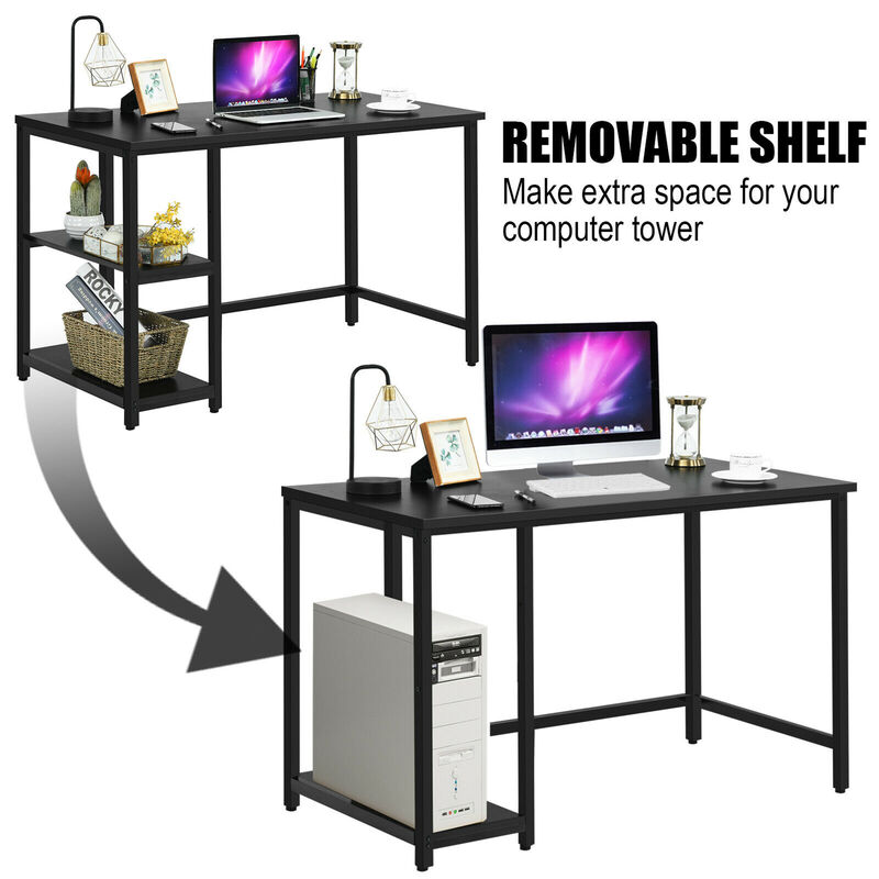 Costway 47'' Computer Desk Office Study Table Workstation Home w/ Adjustable Shelf Black