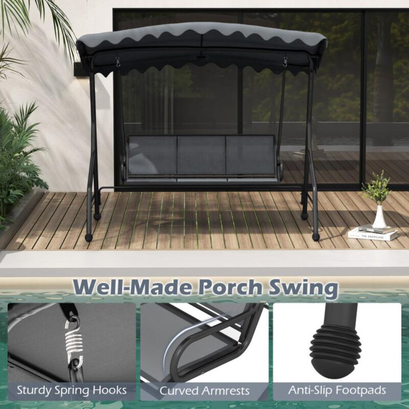 Hivvago 3-Seat Outdoor Porch Canopy Swing with Adjustable Shading