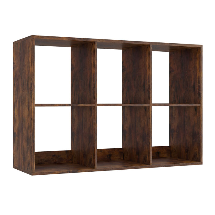 Large 6 Cube Storage Shelf with Back Guardrail for Bedroom