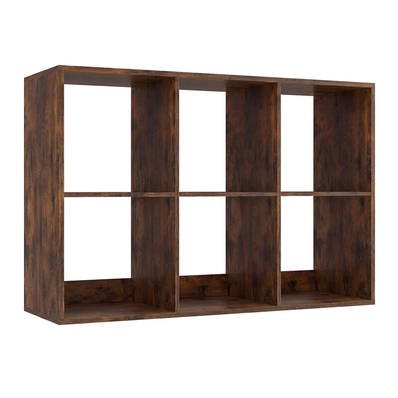 Large 6 Cube Storage Shelf with Back Guardrail for Bedroom image number 0