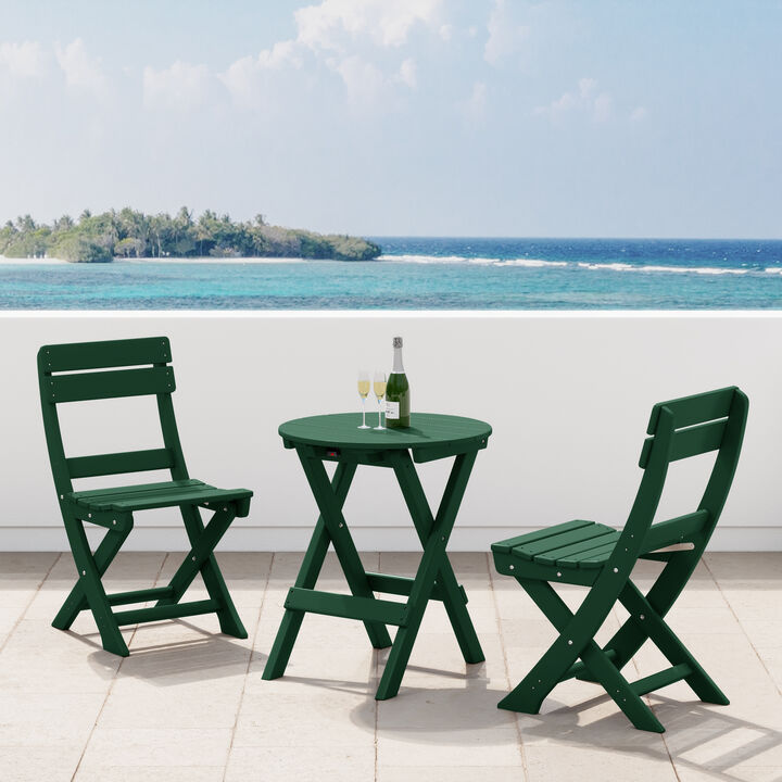 WestinTrends 3-Piece Outdoor HDPE Folding Patio Bistro Table and Chairs
