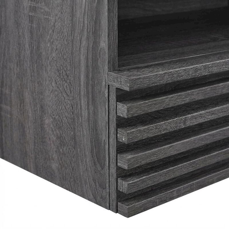 Wall-Mount Nightstand in Brown Finish with Modern Design image number 5