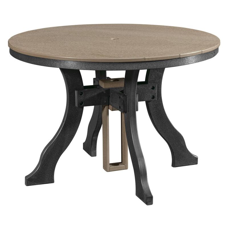 American Furniture Classics Dining Height Round Table in Weatherwood with a Black Base