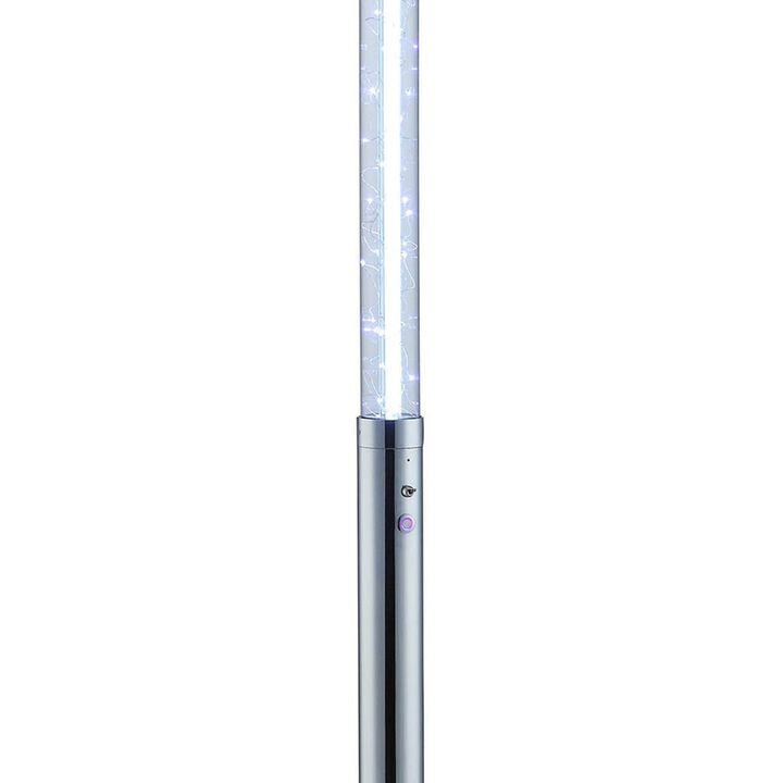 62 Inch Floor Lamp, Modern Cylindrical Design, Tall Round Chrome Base-Benzara
